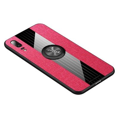 Voor Huawei P20 XINLI stiksels doek Textue schokbestendig TPU beschermhoes met ring houder (rood)