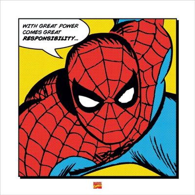 Kunstdruk Spider-Man - With Great Power 40x40cm