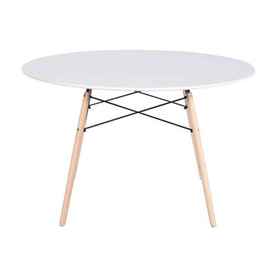 Eettafel Home ESPRIT Wit Zwart Natuurlijk Berken Hout MDF 120 x 120 x 74 cm