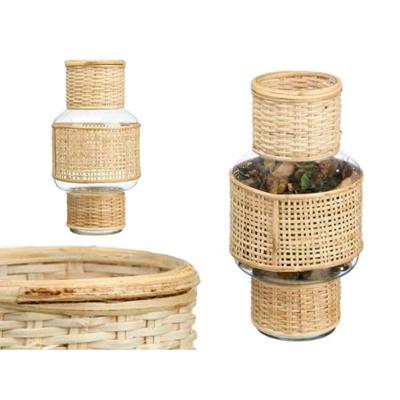 Kaarshouder GiftDecor SG-29653 Transparant Natuurlijk Glas Rotan 15,5 x 31 x 15,5 cm (6 Stuks)