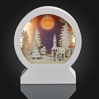 Hellum 522907 LED-decor Winterse kerk en kerstman Warmwit LED Wit Indirect licht, 3D-effect - thumbnail