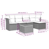 6-delige Loungeset met kussens poly rattan zwart - thumbnail