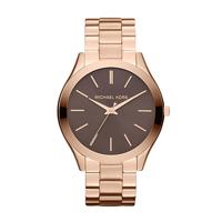 Runway Slim Dames Rose Goud Bruine Wijzerplaat Quartz Horloge MK3181 - thumbnail
