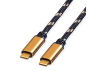 ROLINE Gold USB4 Gen3x2 kabel, C-C, ST/ST, 40 Gbit/s, 100W, zwart/goud, 2 m - thumbnail