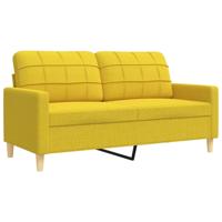 3-delige Loungeset met voetenbank stof lichtgeel - thumbnail