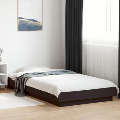 Bedframe met LED-verlichting bewerkt houtzwart 100x200 cm