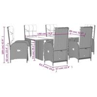 7-delige Tuinset met kussens poly rattan zwart - thumbnail