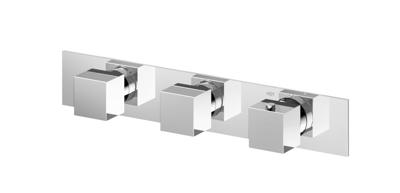 Douchekraan Hotbath Bloke Inbouw Thermostatisch Vierkant Horizontaal Glans Chroom 3 Greeps