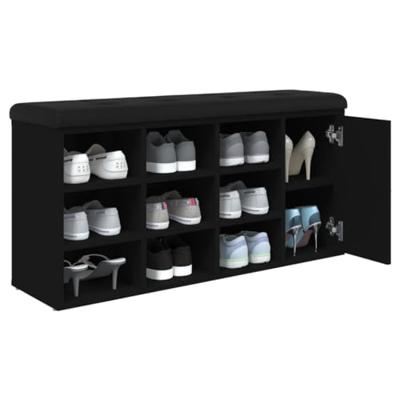 Schoenenbank 102x32x50 cm bewerkt hout zwart Schoenenbank 102x32x50 cm bewerkt hout zwart