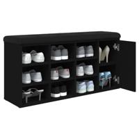 Schoenenbank 102x32x50 cm bewerkt hout zwart - thumbnail