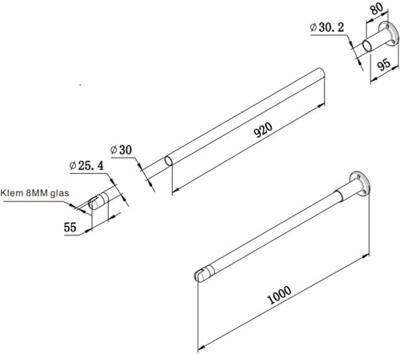 Saqu Modulo plafondsteun 100cm mat wit