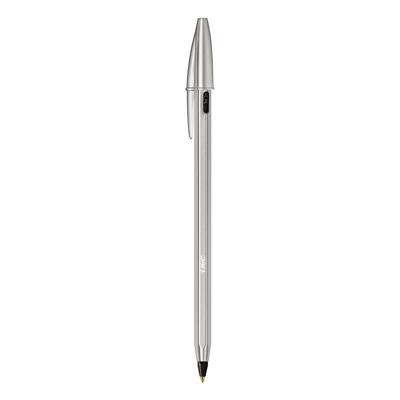 Balpen bic cristal re-new 1 pen + 2 vull m zwart