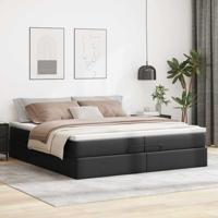 Ottoman bed met matrassen 200x200cm kunstleer zwart - thumbnail