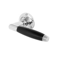 De Oude Deurklink Deurklink Klassiek geveerd glanzend nikkel rond rozet - thumbnail