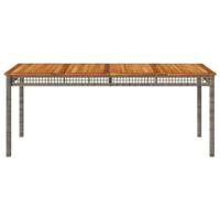 Tuintafel 180x90x75 cm poly rattan en acaciahout grijs - thumbnail