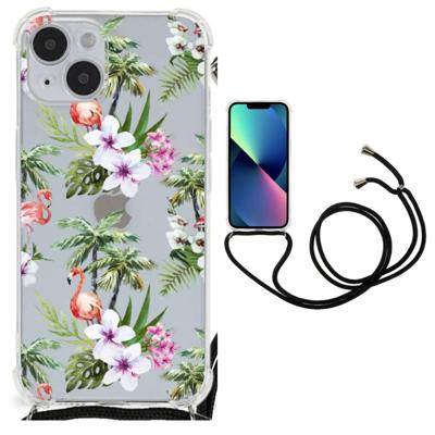 iPhone 14 Plus Case Anti-shock Flamingo Palms