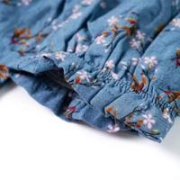 Kinderjurk met lange mouwen 128 petrolkleurig - thumbnail