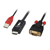 LINDY 41455 HDMI-kabel HDMI / VGA Adapterkabel HDMI-A-stekker, VGA-stekker 15-polig 1.00 m Zwart - thumbnail