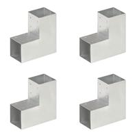 VidaXL Paalverbindingen 4 st l-vorm 91x91 mm gegalvaniseerd metaal - thumbnail
