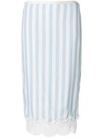 Rochas striped lace trim pencil skirt - White - thumbnail