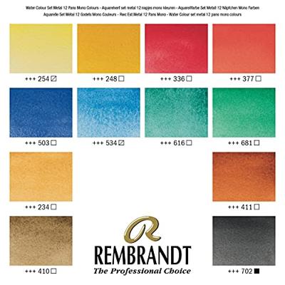 Rembrandt Professionele Aquarelverf Metalen Set - 12 Napjes + 1 Penseel