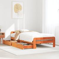 Bedframe zonder matras massief grenenhout wasbruin 200x200 cm - thumbnail