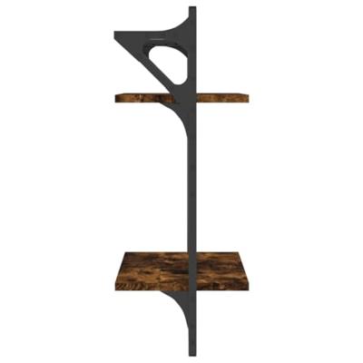 Wandschappen 2-laags met stangen 2 st 30x25x65 cm gerookt eiken
