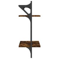 Wandschappen 2-laags met stangen 2 st 30x25x65 cm gerookt eiken - thumbnail