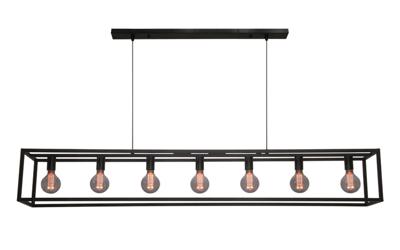 Freelight Hanglamp Esteso 7 lichts L 168 cm B 25 cm zwart