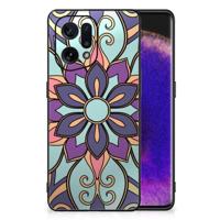 OPPO Find X5 Bloemen Hoesje Purple Flower - thumbnail