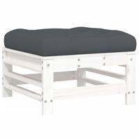 7-delige Loungeset met kussens massief hout wit - thumbnail