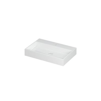 INK United Wastafel Porselein met 1 Kraangat incl. Porseleinen Click Plug en Verborgen Overloop Systeem - 700x450x110 mm - Glans Wit