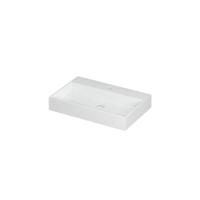 INK United Wastafel Porselein met 1 Kraangat incl. Porseleinen Click Plug en Verborgen Overloop Systeem - 700x450x110 mm - Glans Wit - thumbnail