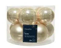 Decoris kerstballen Glas 10st parel 6cm - thumbnail