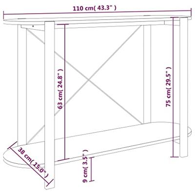 Wandtafel 110x38x75 cm bewerkt hout zwart - thumbnail