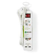 Nedis EXSO315UFSWT Stekkerdoos 3-wegs Schuko 2x Usb 1,5 M Aan/uitknop Wit