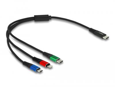 DeLOCK USB Charging Cable 3 in 1 USB Type-C™ to Lightning™ / Micro USB/USB Type-C™ 30 cm