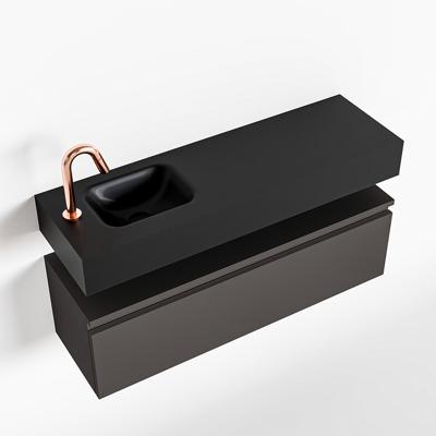 MONDIAZ ANDOR 100cm toiletmeubel dark grey. LEX 100cm wastafel urban links 1 kraangat