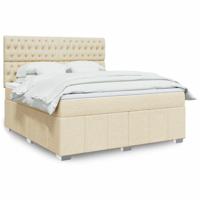 Boxspring met matras stof crèmekleurig 180x200 cm - thumbnail