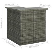 Hoekbartafel 100x50x105 cm poly rattan grijs - thumbnail