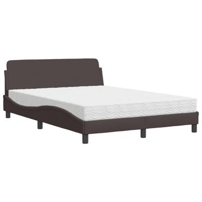 Bed met matras "Dover" stof donkerbruin 140x190 cm