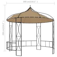 VidaXL Prieel rond 300x290 cm taupe - thumbnail