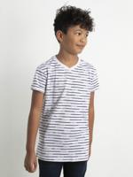 50% korting - Petrol Industries Jongens Gestreept V-hals T-shirt Silver Grijs Melee - 116 - thumbnail