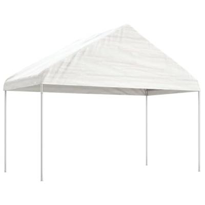Prieel met dak 15,61x4,08x3,22 m polyetheen wit