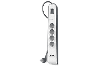 Belkin Spanningsbeveiliger met 4 stopcontacten en 2 USB-poorten stekkerdoos - thumbnail