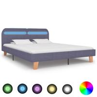 vidaXL Bedframe met LED stof lichtgrijs 160x200 cm - thumbnail
