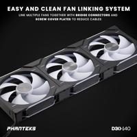 Phanteks D30 PWM Regular Airflow D-RGB PC-ventilator Zwart (b x h x d) 140 x 30 x 140 mm - thumbnail