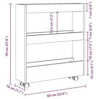 Opbergtrolley smal 3-laags bewerkt hout wit - thumbnail