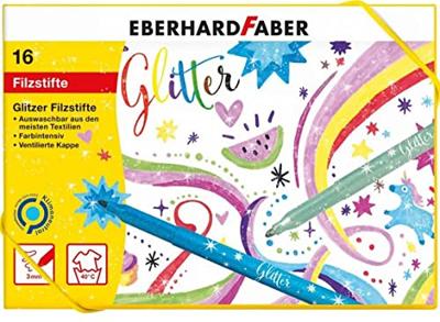 Eberhard Faber ef-551016 viltstiften glitter doos 16 kleuren Eberhard Faber ef-551016 viltstiften glitter doos 16 kleuren