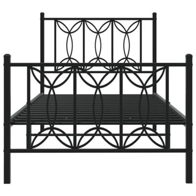 Bedframe met hoofd- en voeteneinde metaal zwart 75x190 cm